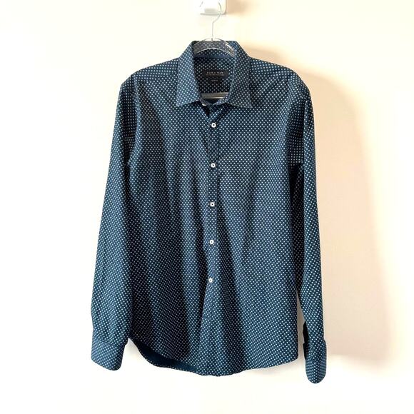 Zara Men's Large Causal Button Down Slim Fit Long Sleeve Shirt - Picture 2 of 7